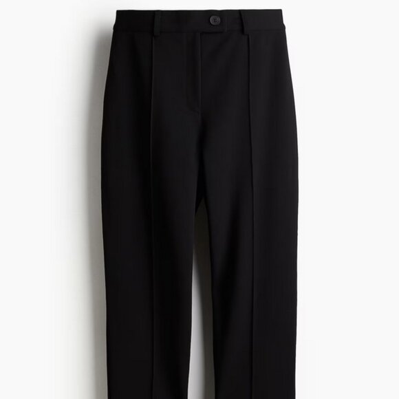 H&M Black Creased Tapered Suit Pants Small Crêpe Jersey High Waist New With Tags - Picture 15 of 16